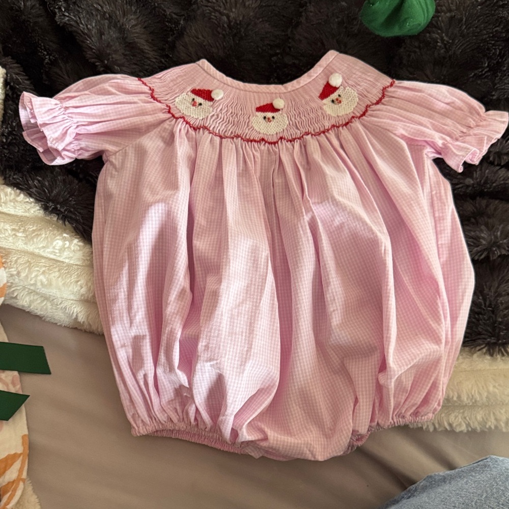Smocked pink Gingham Kids One Piece